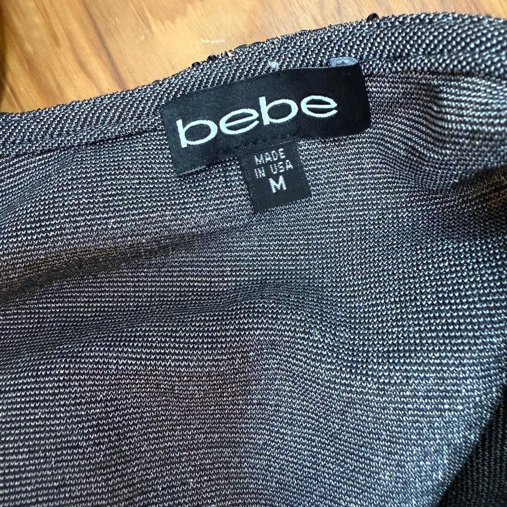 NWT bebe Silver Sequin Women's Crop Top - Picture 4 of 6
